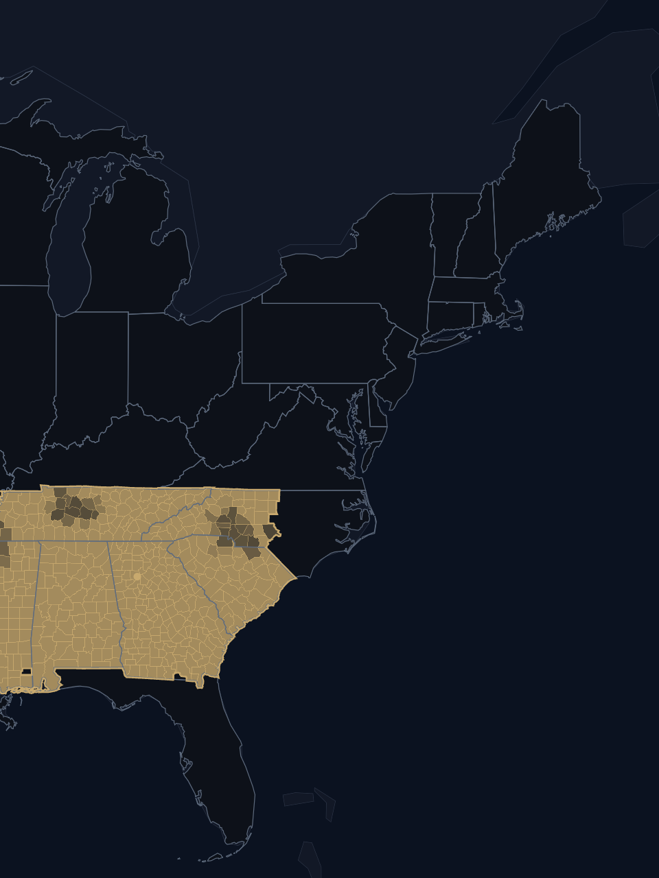 Atlanta Braves TV territory map