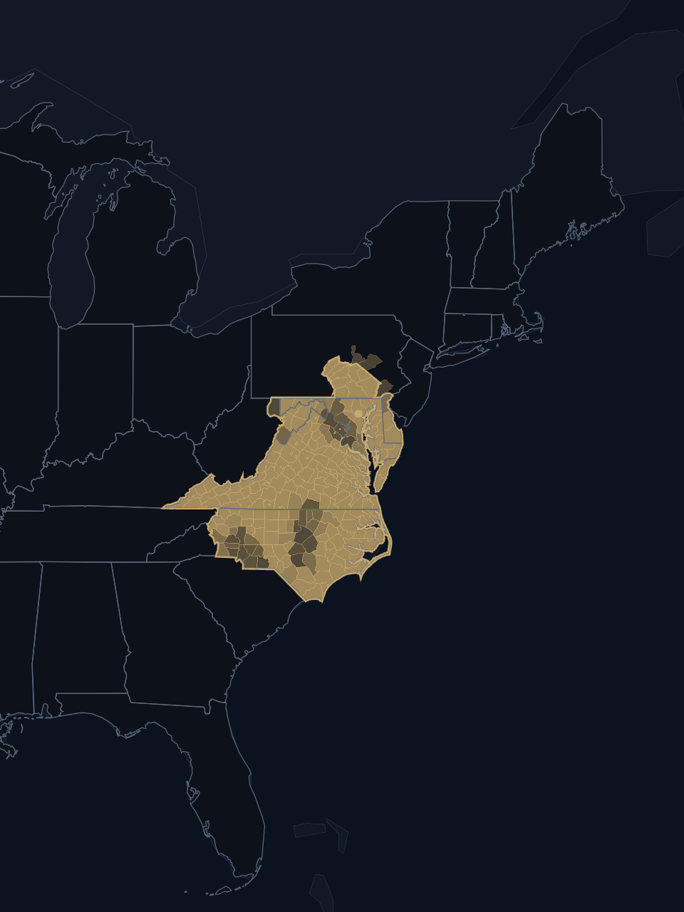 Baltimore Orioles TV territory map