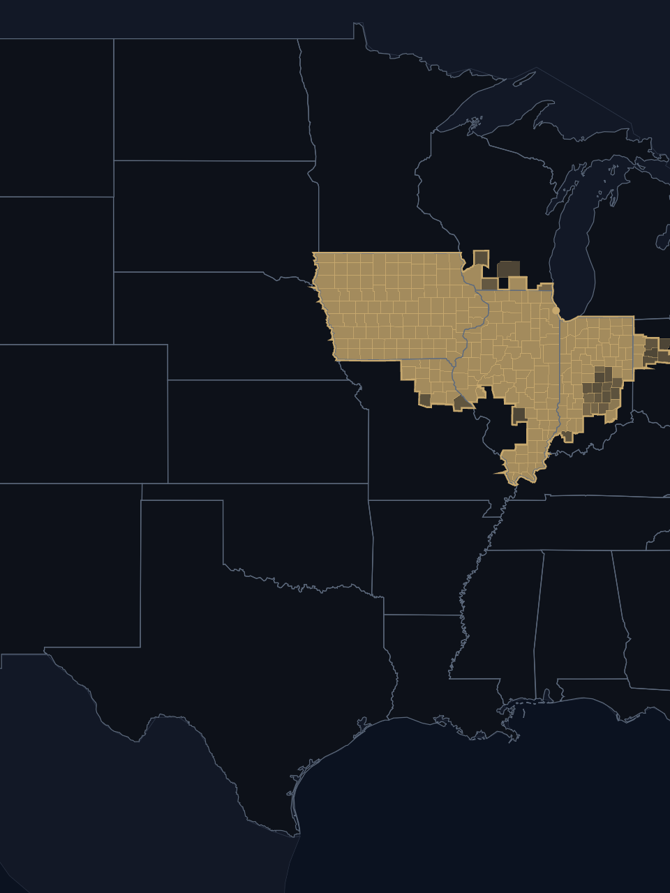Chicago Cubs TV territory map
