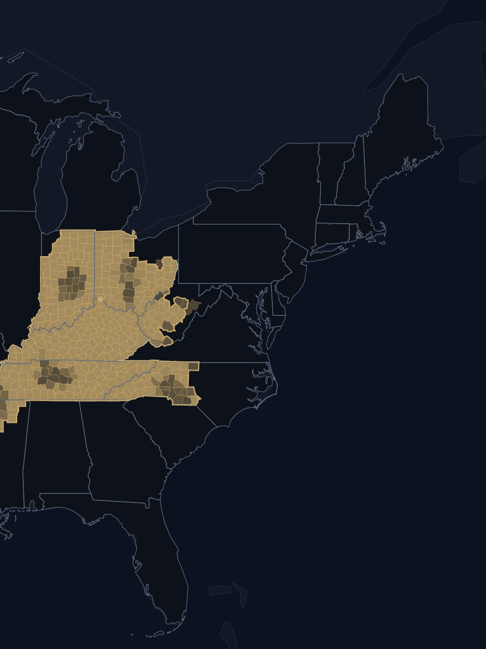 Cincinnati Reds TV territory map
