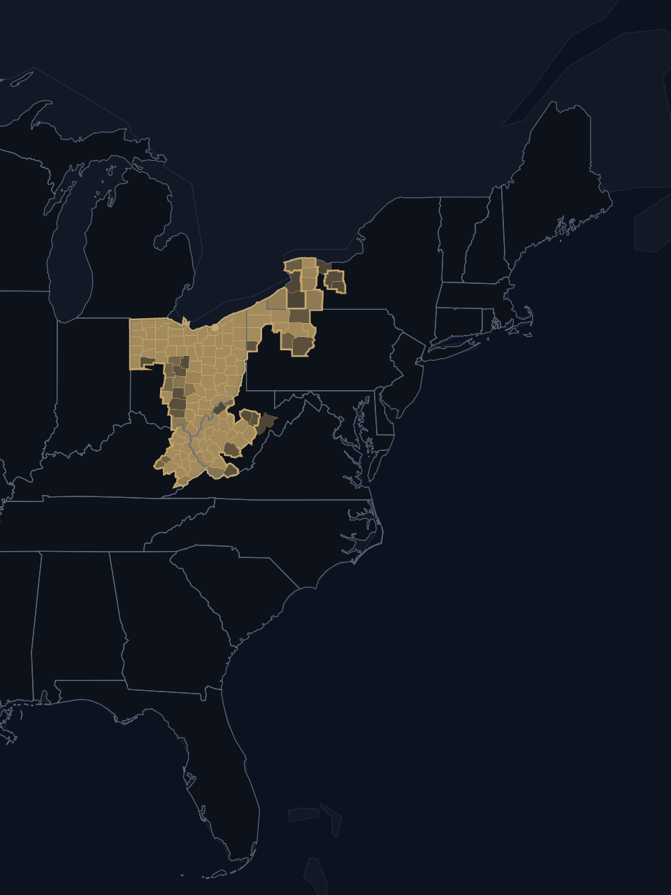Cleveland Guardians TV territory map