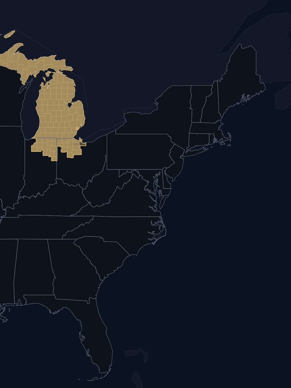 Detroit Tigers TV territory map