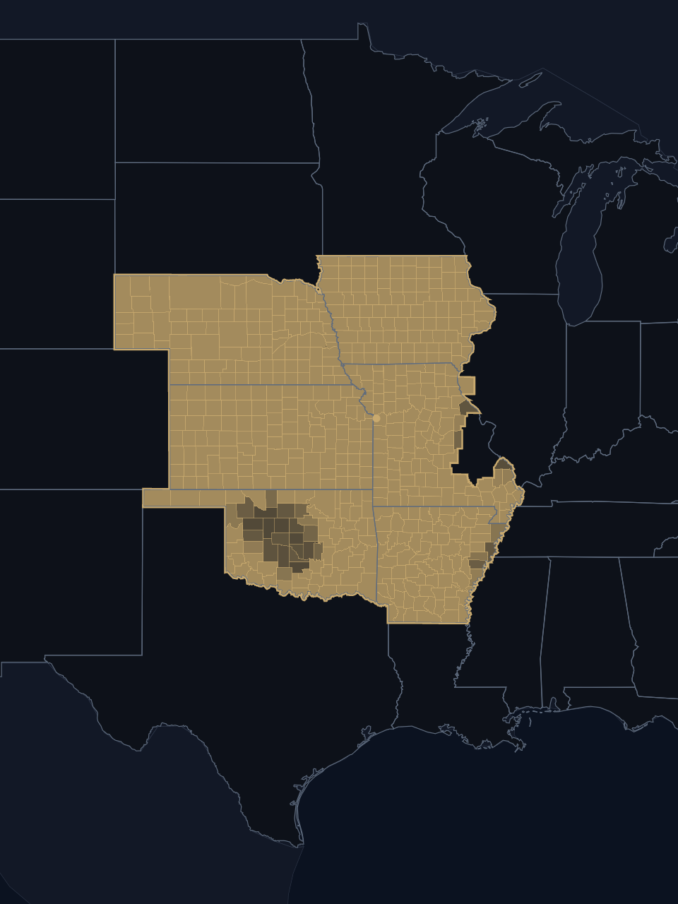 Kansas City Royals TV territory map