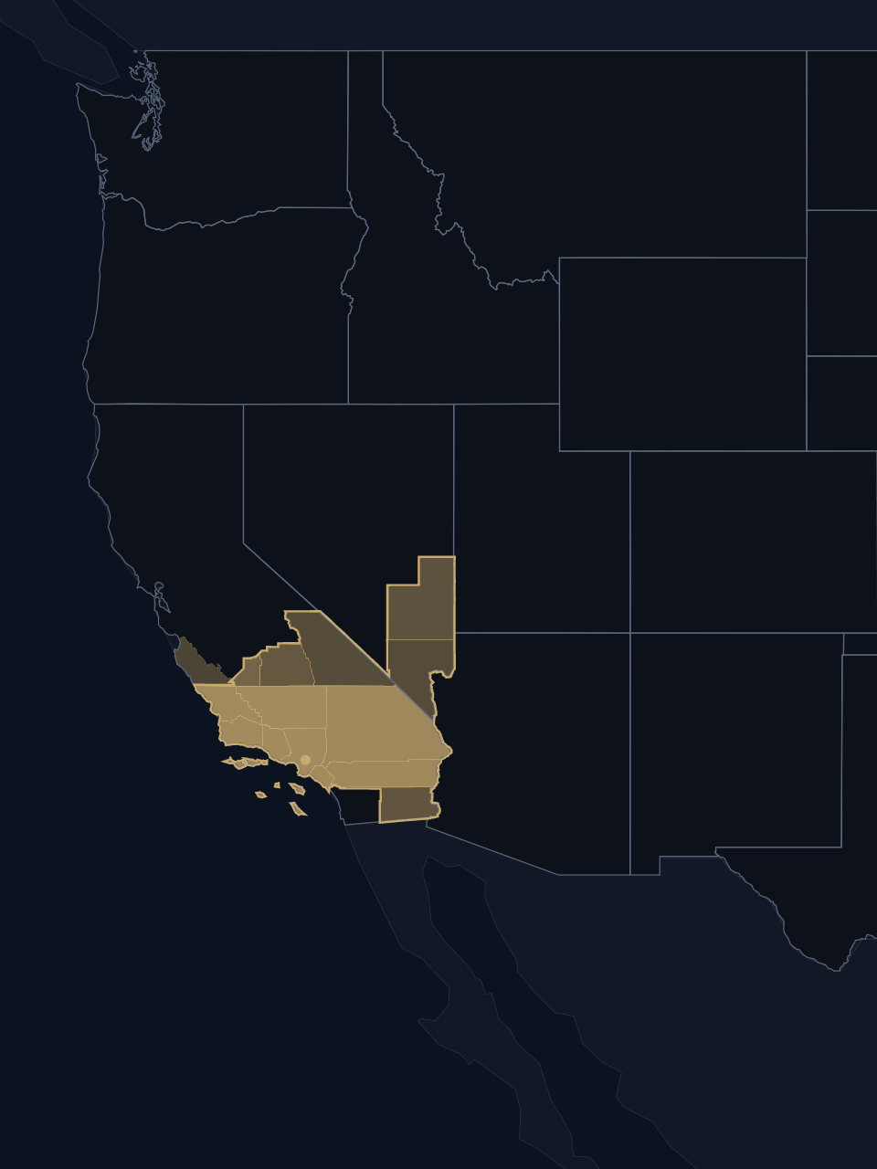 Los Angeles Dodgers TV territory map