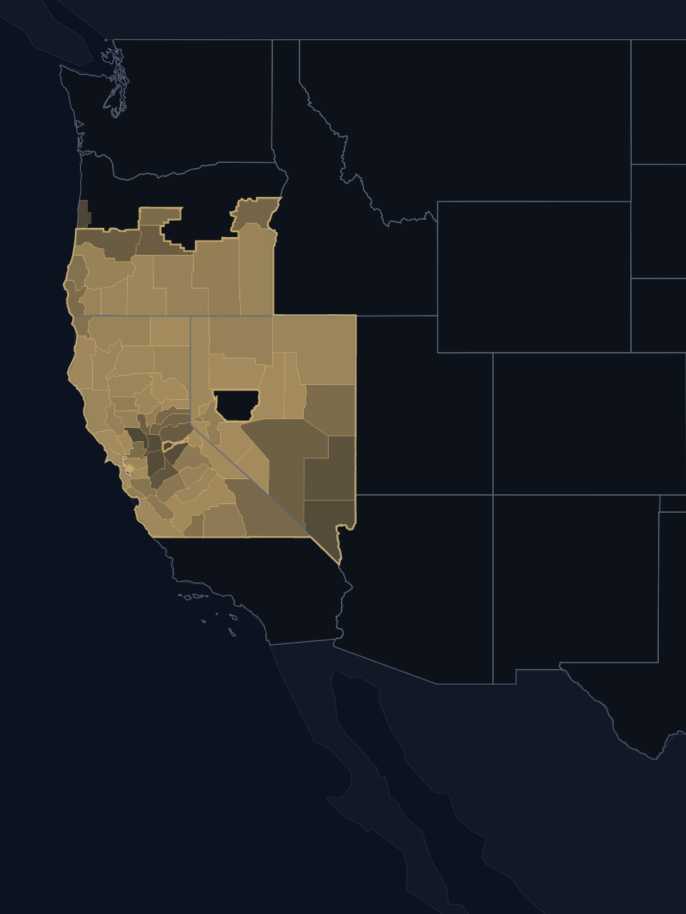 Oakland Athletics TV territory map