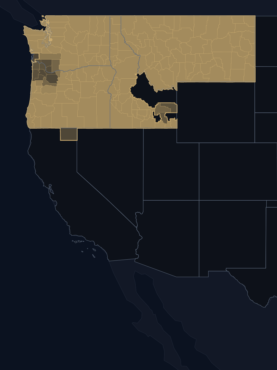 Seattle Mariners TV territory map