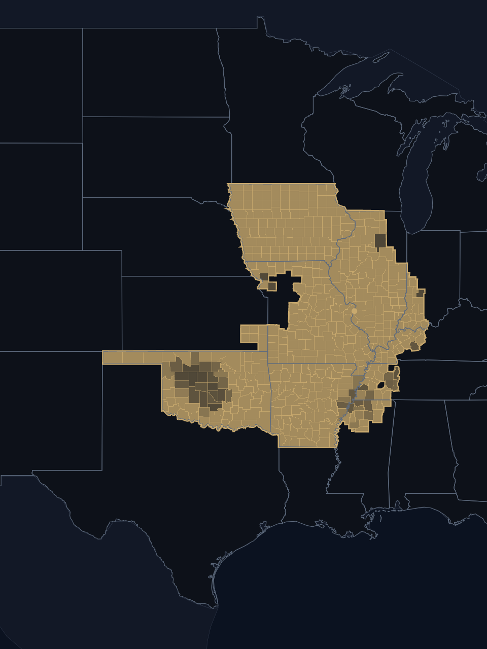 St. Louis Cardinals TV territory map