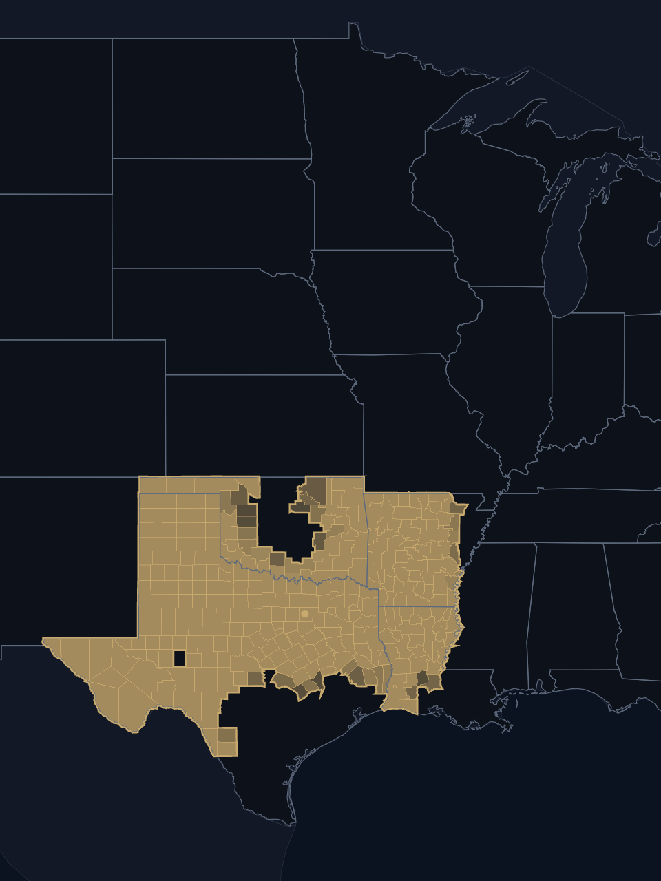 Dallas Mavericks TV territory map