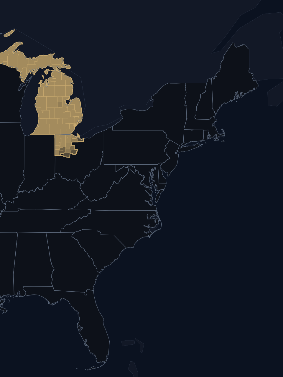 Detroit Pistons TV territory map