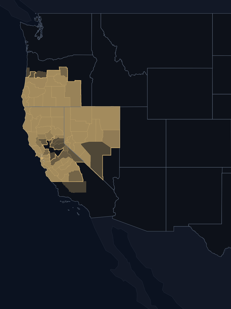 Golden State Warriors TV territory map