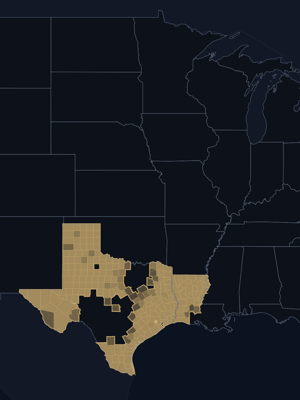 Houston Rockets TV territory map