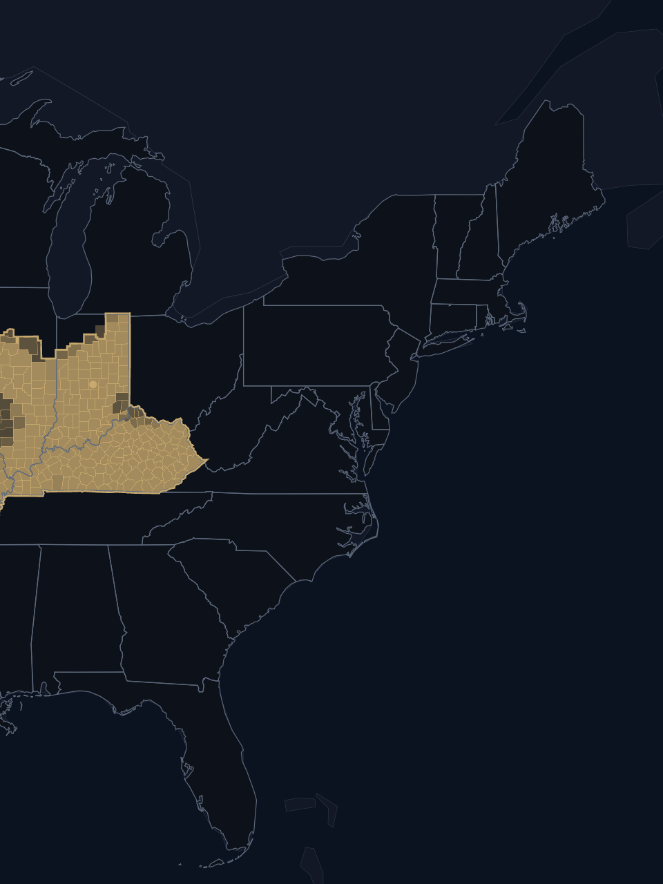 Indiana Pacers TV territory map