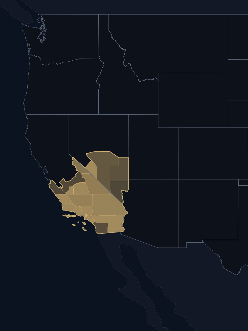 Los Angeles Lakers TV territory map