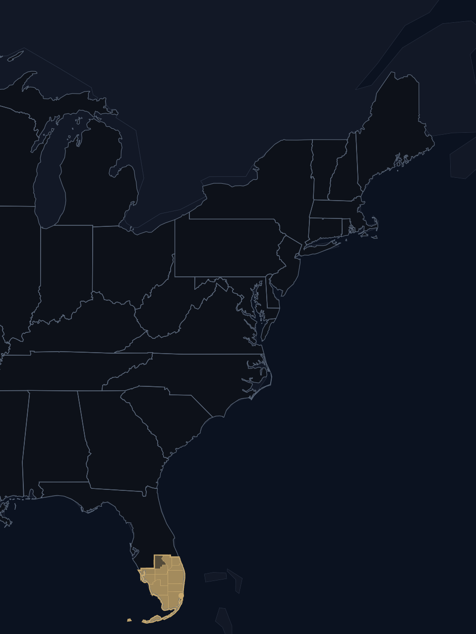 Miami Heat TV territory map
