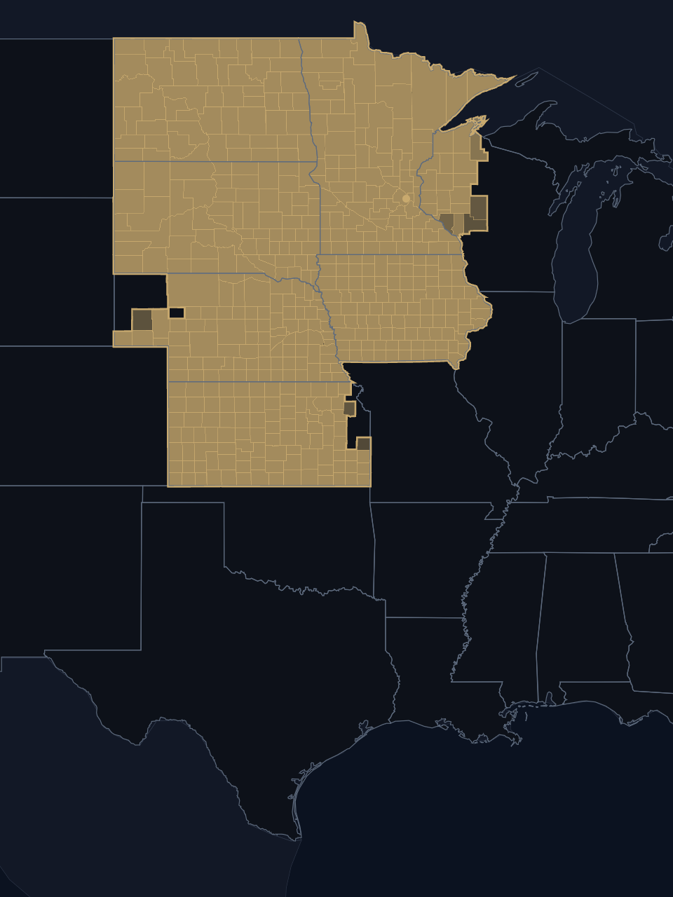 Minnesota Timberwolves TV territory map