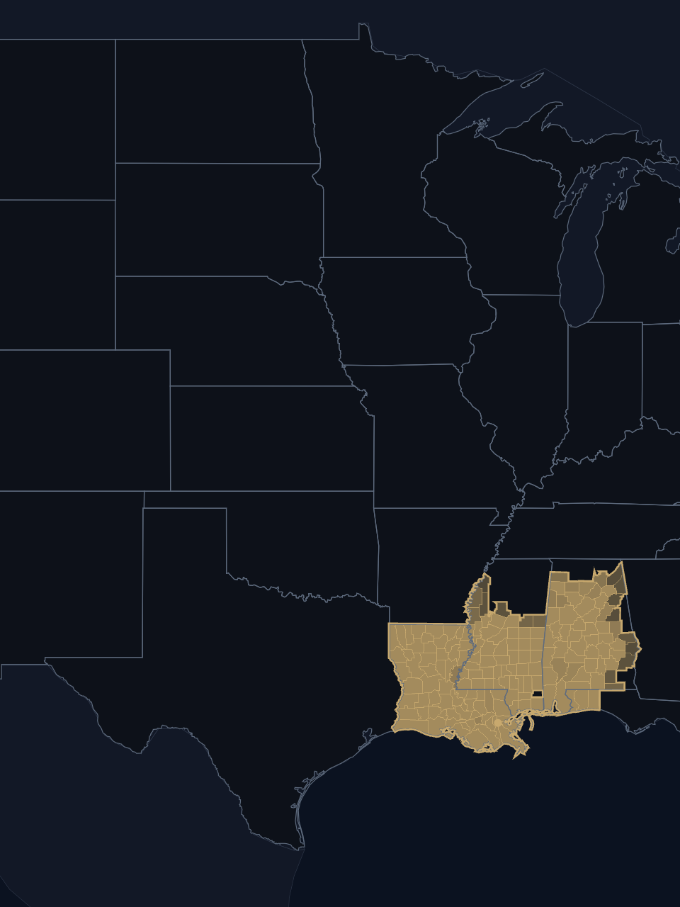 New Orleans Pelicans TV territory map