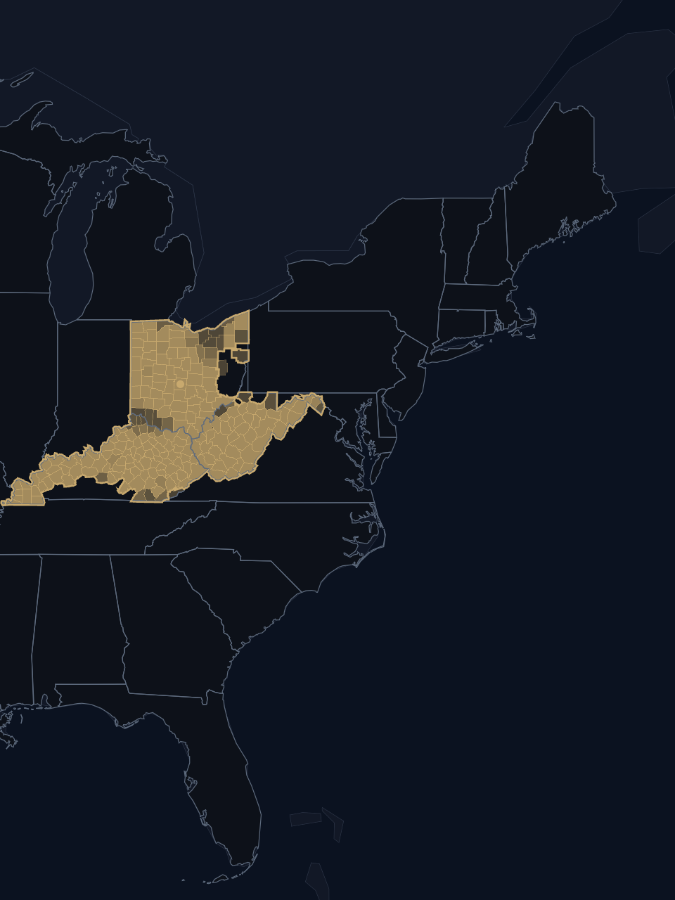 Columbus Blue Jackets TV territory map