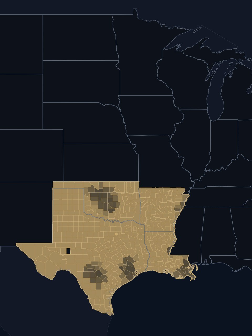 Dallas Stars TV territory map