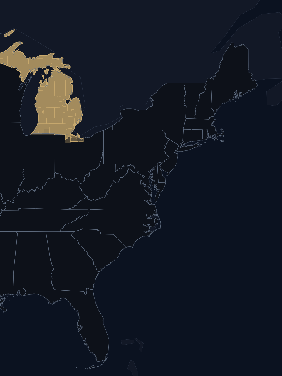 Detroit Red Wings TV territory map