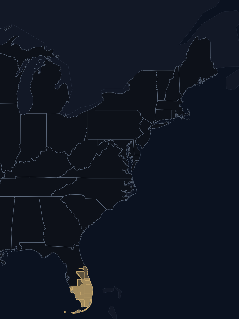 Florida Panthers TV territory map