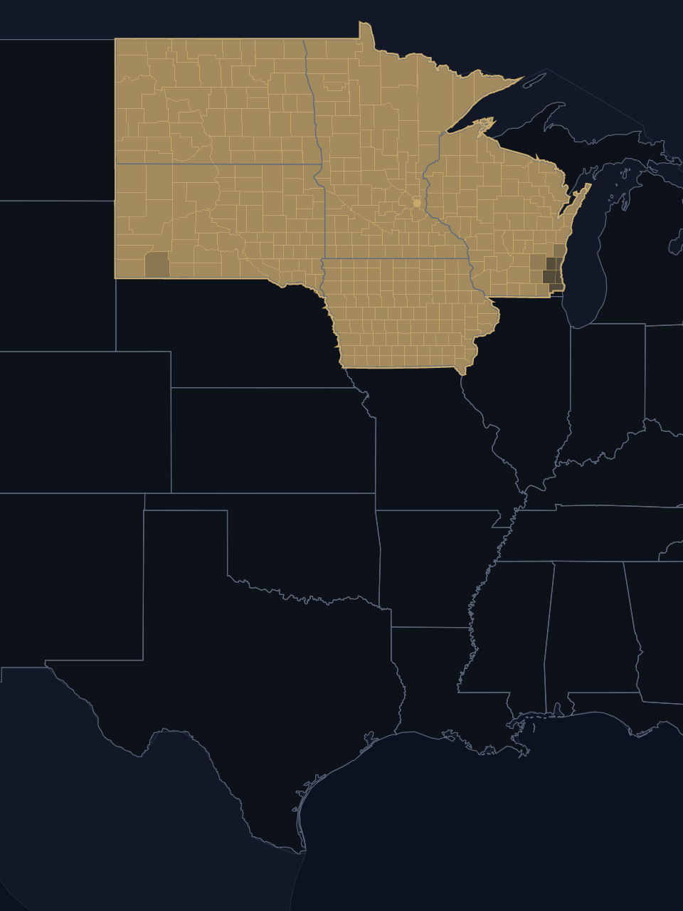 Minnesota Wild TV territory map