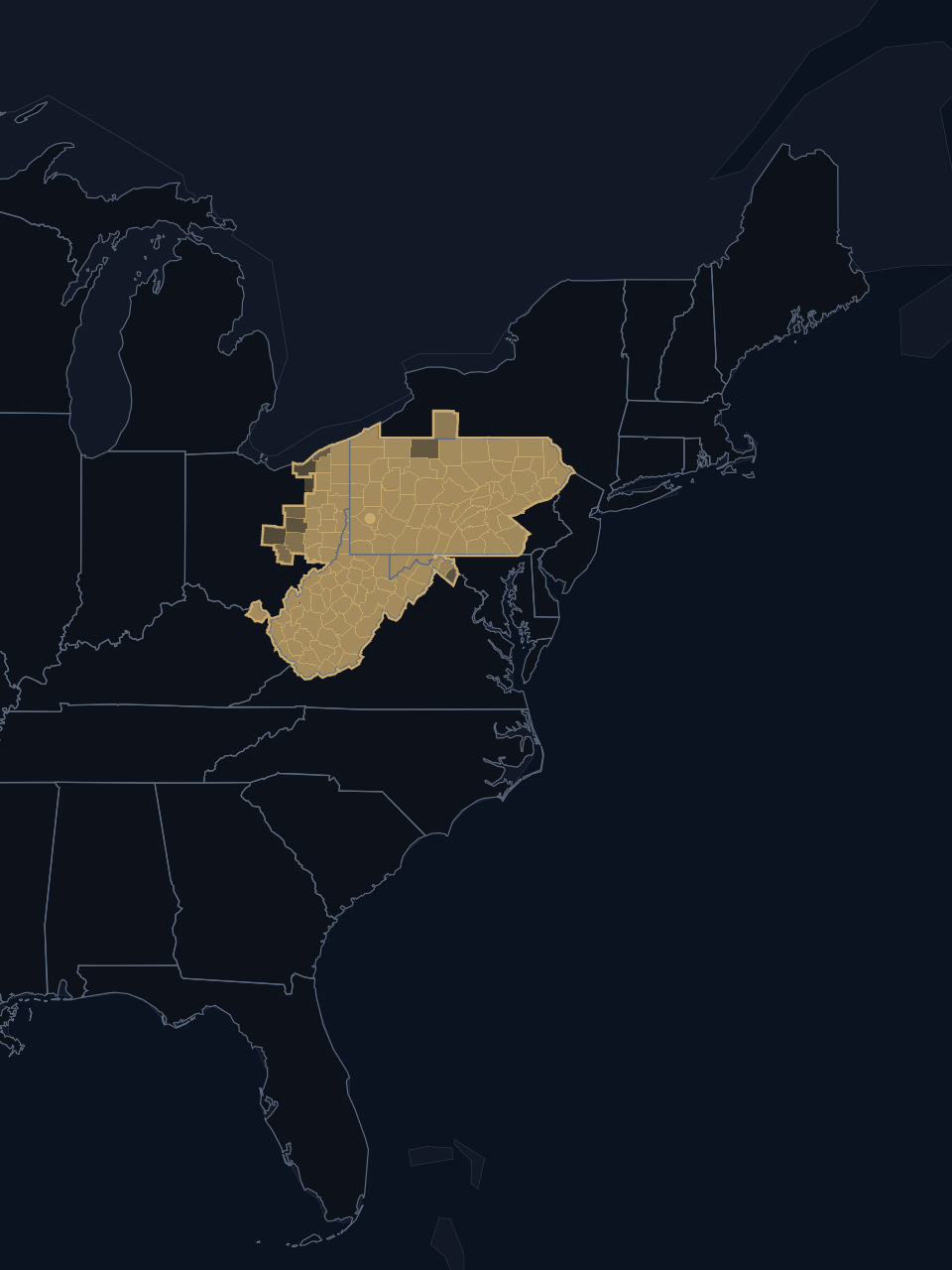Pittsburgh Penguins TV territory map