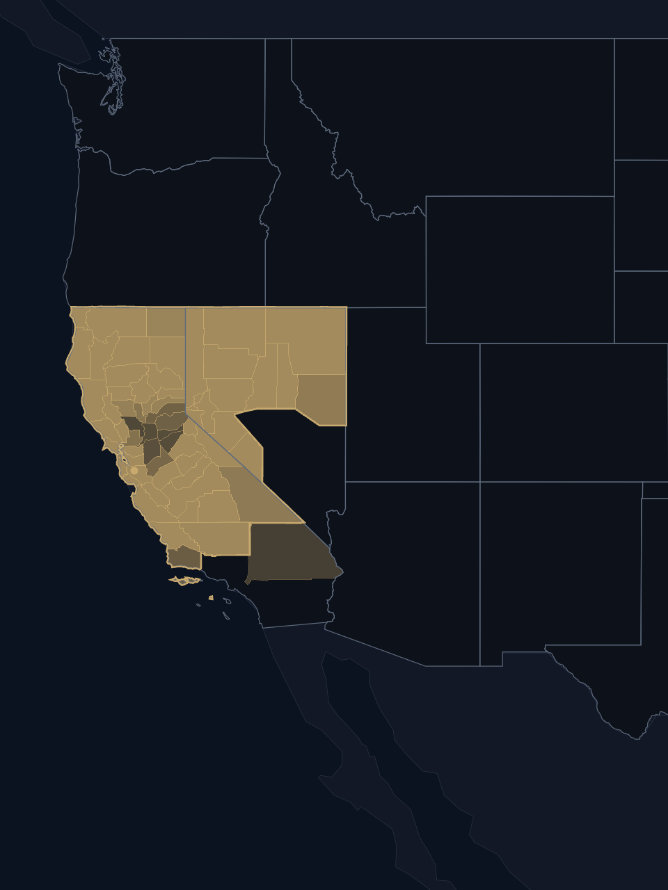 San Jose Sharks TV territory map