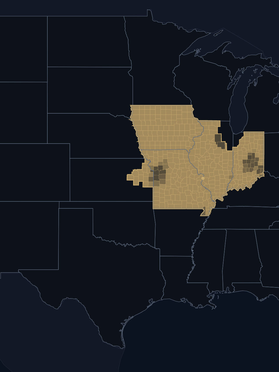 St. Louis Blues TV territory map