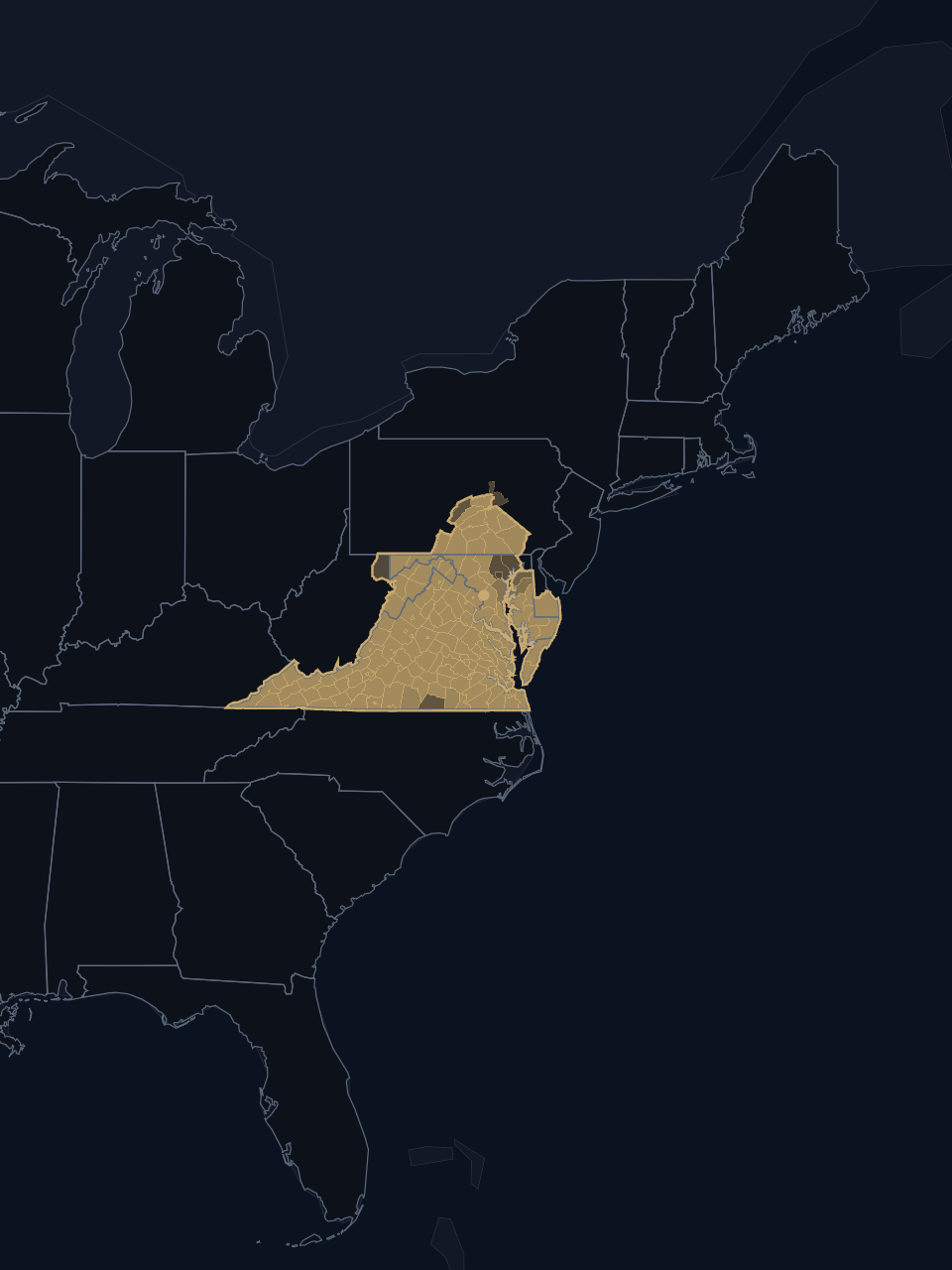 Washington Capitals TV territory map
