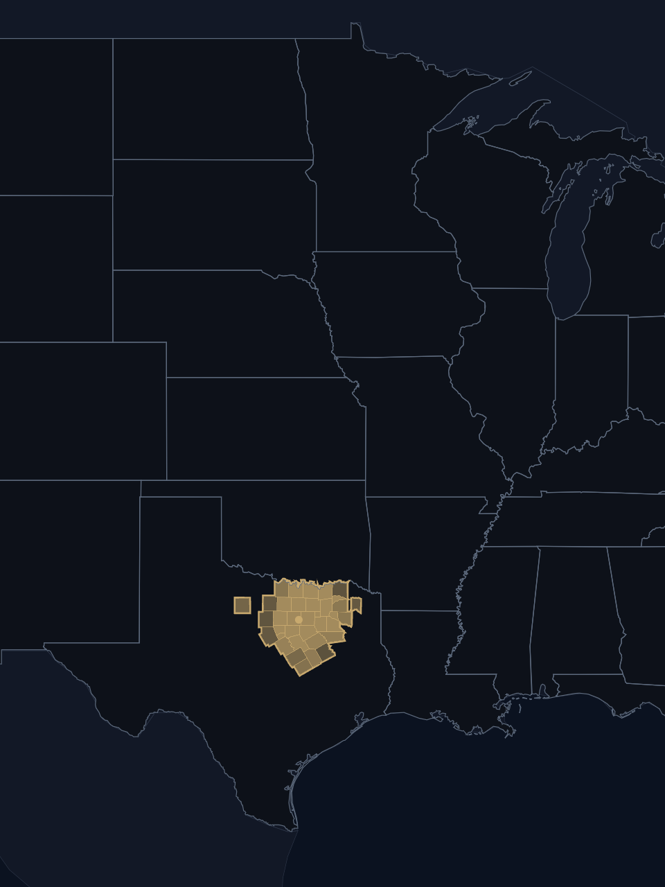 Dallas Wings TV territory map