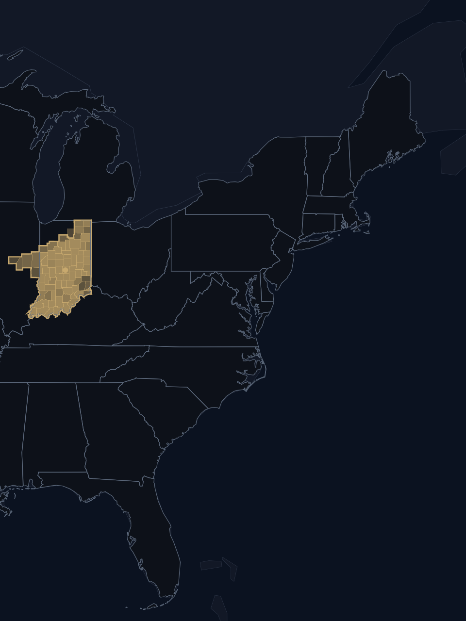 Indiana Fever TV territory map