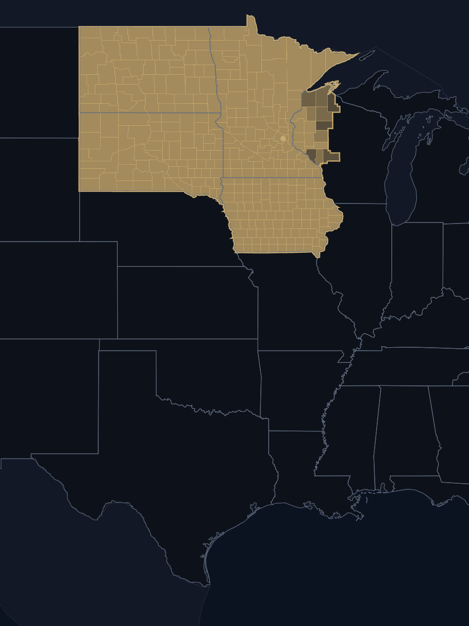 Minnesota Lynx TV territory map