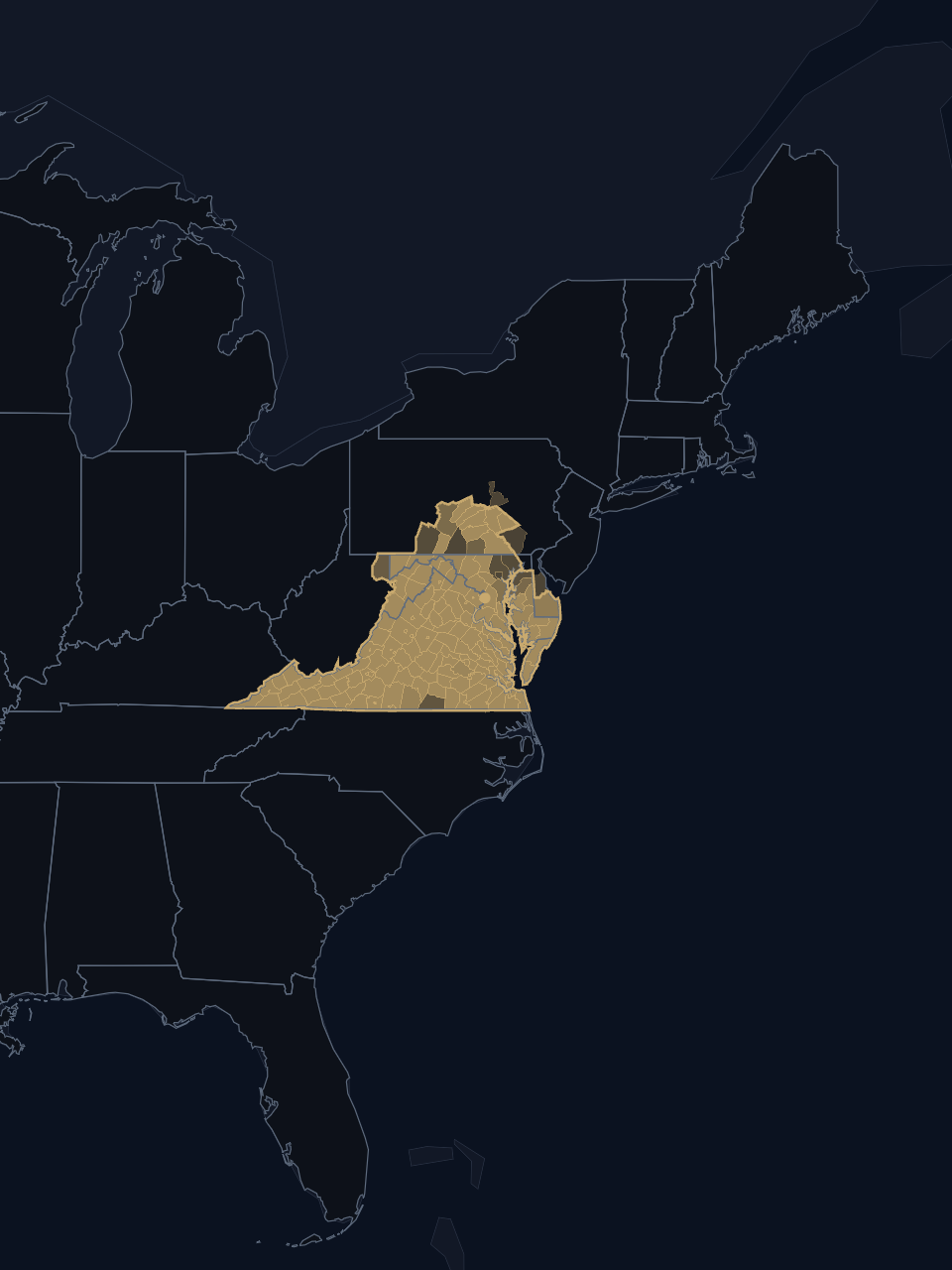 Washington Mystics TV territory map